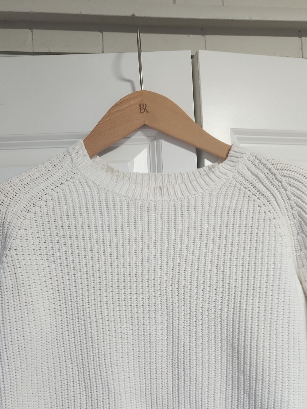 Brooks Brothers White 100% Cotton Ribbed Knit Sweater Size M
